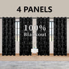 4PCSBlackout Curtains Grommet Thermal Insulated Room Darkening  With Circle And Dots Foil Printed For Bedroom