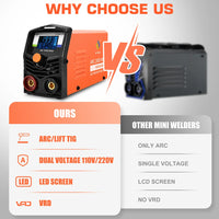 HITBOX ARC200D Welding Machine 2 in 1 ARC MMA LIFT TIG MINI IGBT Inverter LED Digital Display Protable Home Welder 220V 10-200A