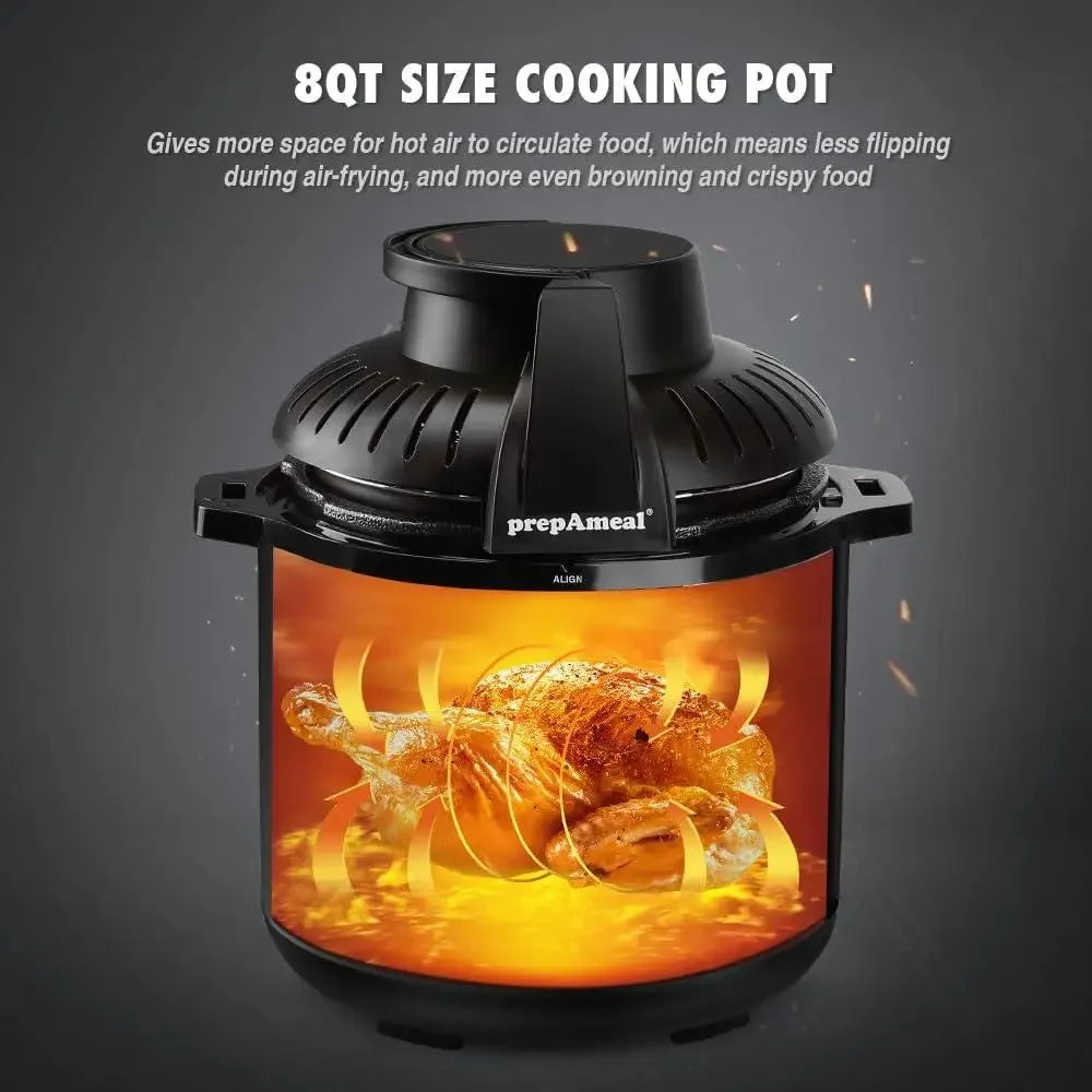 8Qt Pressure Cooker Air Fryer Combo 7-in-1 Cooking Modes 2 Detachable Lids LCD Display 27 Presets Slow Cook Steam Saute Warming