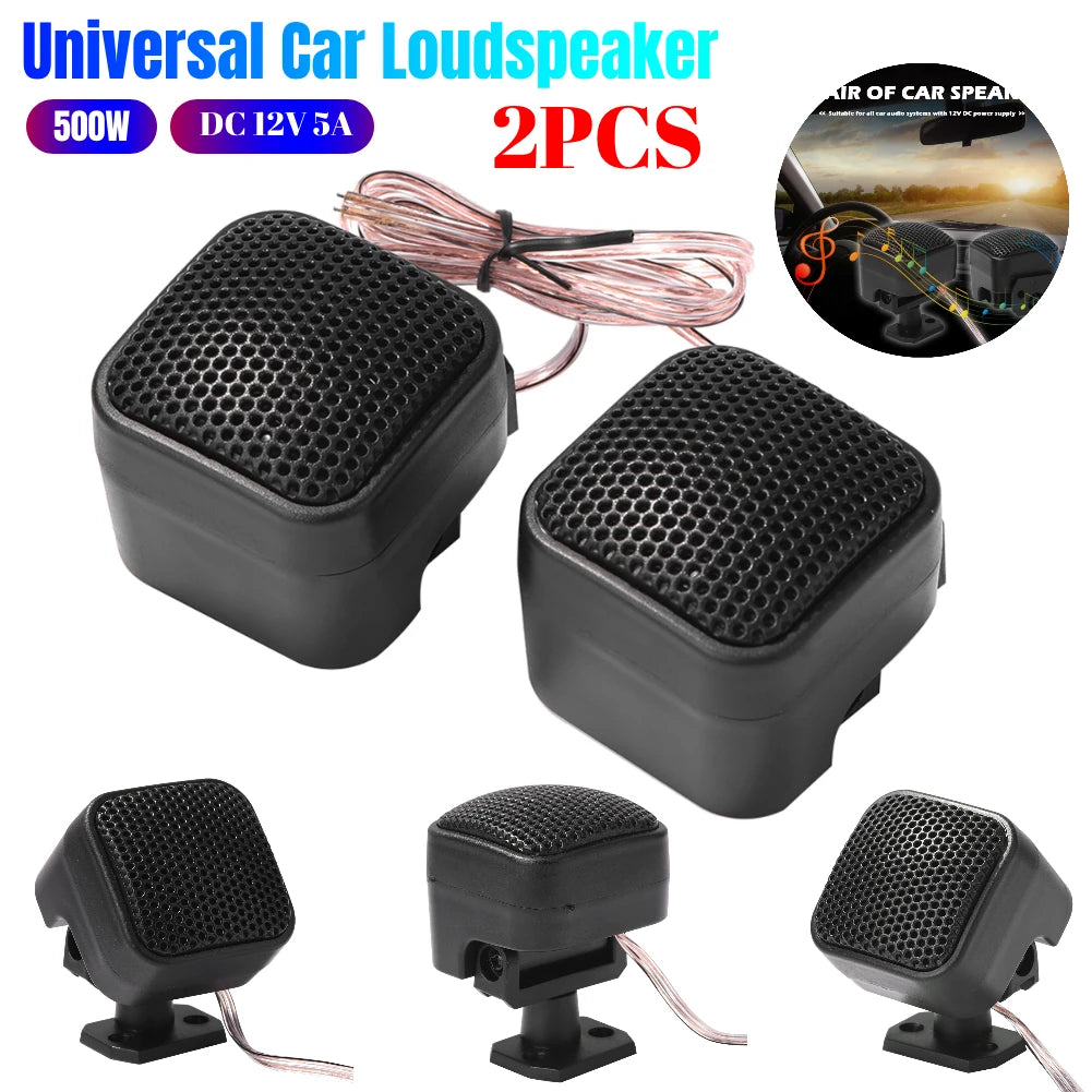 2PCS 500W Car Tweeter Speaker DC 12V 5A Mini Car Tweeter Speaker Universal Car Speaker High Efficiency for Car Audio System