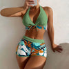 Shorts Bikinis Set  High Waist Swimsuit Women Swimwear 2 Pieces Plant Print Bathers Bathing Swim Suit Beachwear