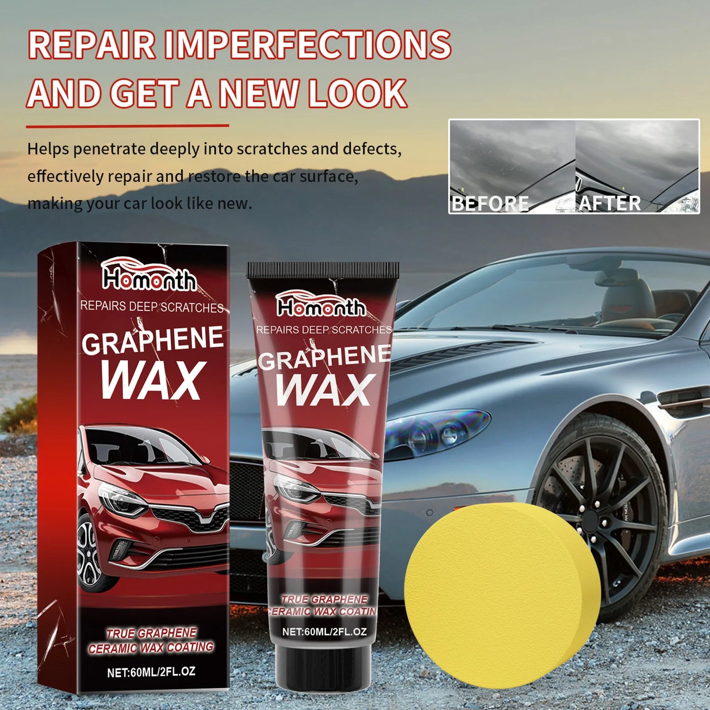 Car Scratch Remover Auto Scratch Repair Polishing Wax Graphene Infused Vehicle Scratch Repair Paste for Enhance Shine Protection