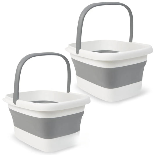 2 Pack Foldable Foot Bath Basin, Collapsible Foot Soak Tub, Multifunction Plastic Basin with Handles,Foot Tub for Soaking Feet