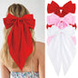 Hair Bows for Women Girls 3Pcs White Pink Black Silky Satin Large Bows Hair Clip Oversized Hair Ribbons Long Tail Big Hair Bows