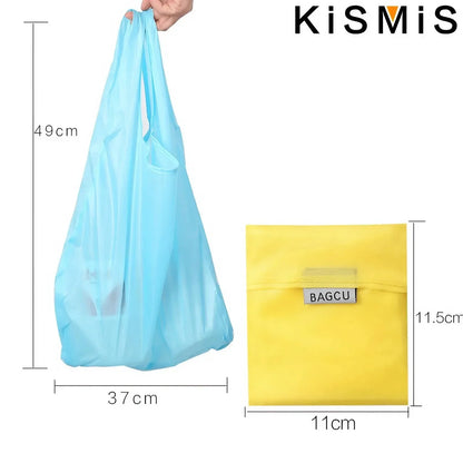 Eco Shopping Bag Fashion Printing Foldable Reusable Tote Folding Pouch Convenient Large-capacity Storage Bags Grocery Totes