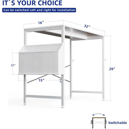 32 inch small space computer desk with storage bag, headphone hook, small office desk, study, writing desk
