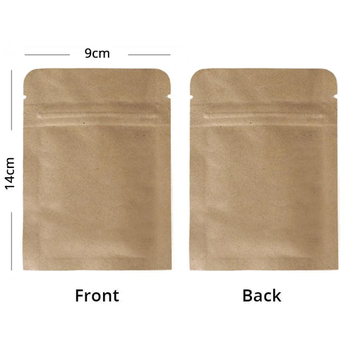 Zip Lock Mylar Packaging Bags with Tear Notch,Multi Sizes Smell Proof Kraft Paper Bags,Heat Sealing Ziplock Pouches,Eco-friendly