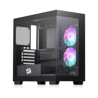 Redragon GC218M Gaming Back-Mounted PC Case, M-ATX Computer Chassis 2 x 120mm Fans Pre-Installed & High Airflow Perforated Panel
