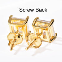 CUC 3-10MM Hip Hop Baguette CZ Stud Earrings With Screw Back AAA Zircon Men Women Square Earrings Trend Wedding Jewelry Gift
