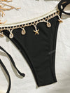 Enigmatic Black with Exquisite Lace, A Seductive Gem Among Bikinis, The Beach's Center of Attention.