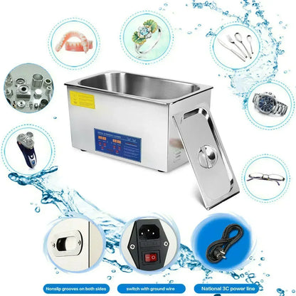 VEVOR Ultrasonic Cleaner 2L 3L 6L 10L 15L 22L 30L Digital Timer Stainless Steel Bath Jewelry Glasses Watch Cleaning Machine