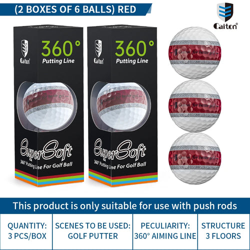 Caiton 6/3pcs golf ball, three-layer PU putter ball, 360° aiming line putter ball, making your putt more accurate and stable