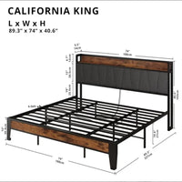 LIKIMIO Twin/Twin XL/Full/Queen/King/California King Bed Frames, Storage Headboard with Charging Station, No Box Spring Needed