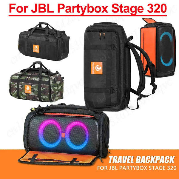 Speaker Bag Travel Case for JBL Partybox Stage 320 BT Speaker Carrying Case Portable Speaker Carry Tote Bag Backpack Storage Bag