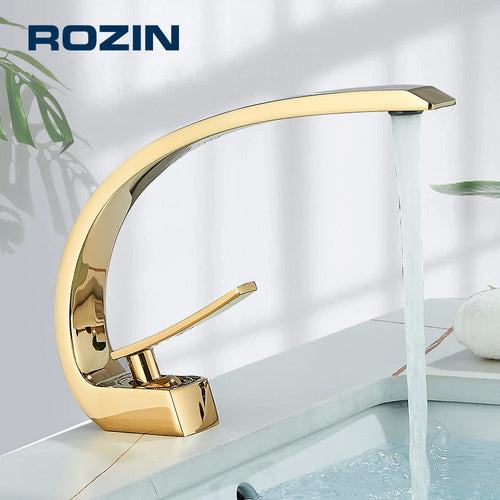 Luxury Brass Basin Faucet Deck Mounted Black Hot Cold Water Bathroom Basin Wash Mixer Tap Single Hole For Bathroom