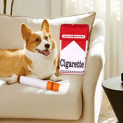 Cigarettes Dog Toy Imitation Cigar Chew Toy Interactive Funny Squeaky Cigar Plush Toy For Pet Chewing Teething Grinding Training