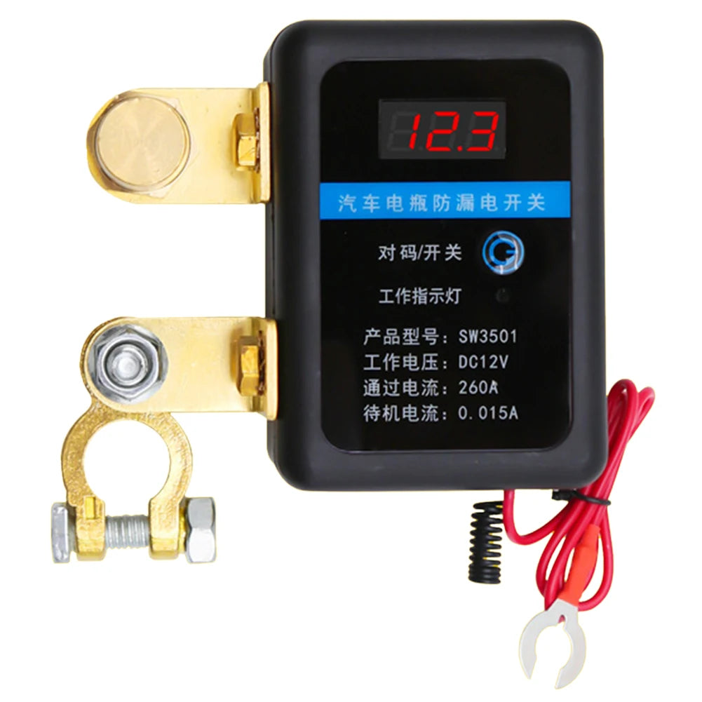 DC 12V Automatic Power Shut Off Switch Remote Battery Disconnect Switch 260A Leakage Protection Device for Auto Truck Trailer RV