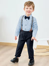 Toddler Baby Boy Suit Formal Wedding Outfits Gentleman Clothes Long Sleeve Shirt + Suspender Pants + Bowtie 1-5T
