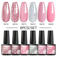 6Pcs/ Set Macaron Series Gel Nail Polish For Nails Glitter Nude Pink Blue Purple Hybrid Nail Art Gel Varnish Soak Off UV Gel Kit