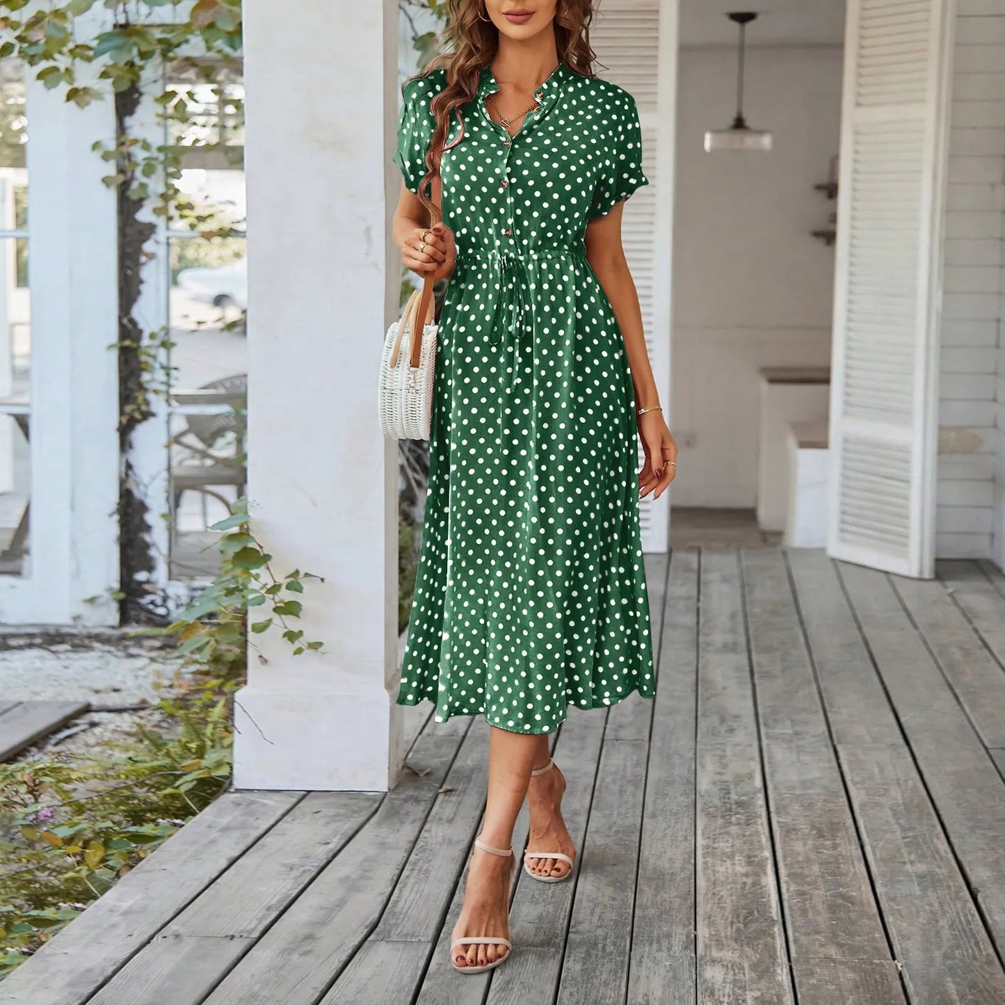 Hot New Women's Summer Maxi Dress 2025 Floral Wrap V Neck Puff Short Sleeve Ruffle Beach Resort Long Dresses