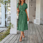 Hot New Women's Summer Maxi Dress 2025 Floral Wrap V Neck Puff Short Sleeve Ruffle Beach Resort Long Dresses
