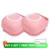 Dog Bathing Brush Pet Massage Brush Shampoo Dispenser Soft Silicone Brush Rubber Bristle for Dogs and Cats Shower Grooming Tool