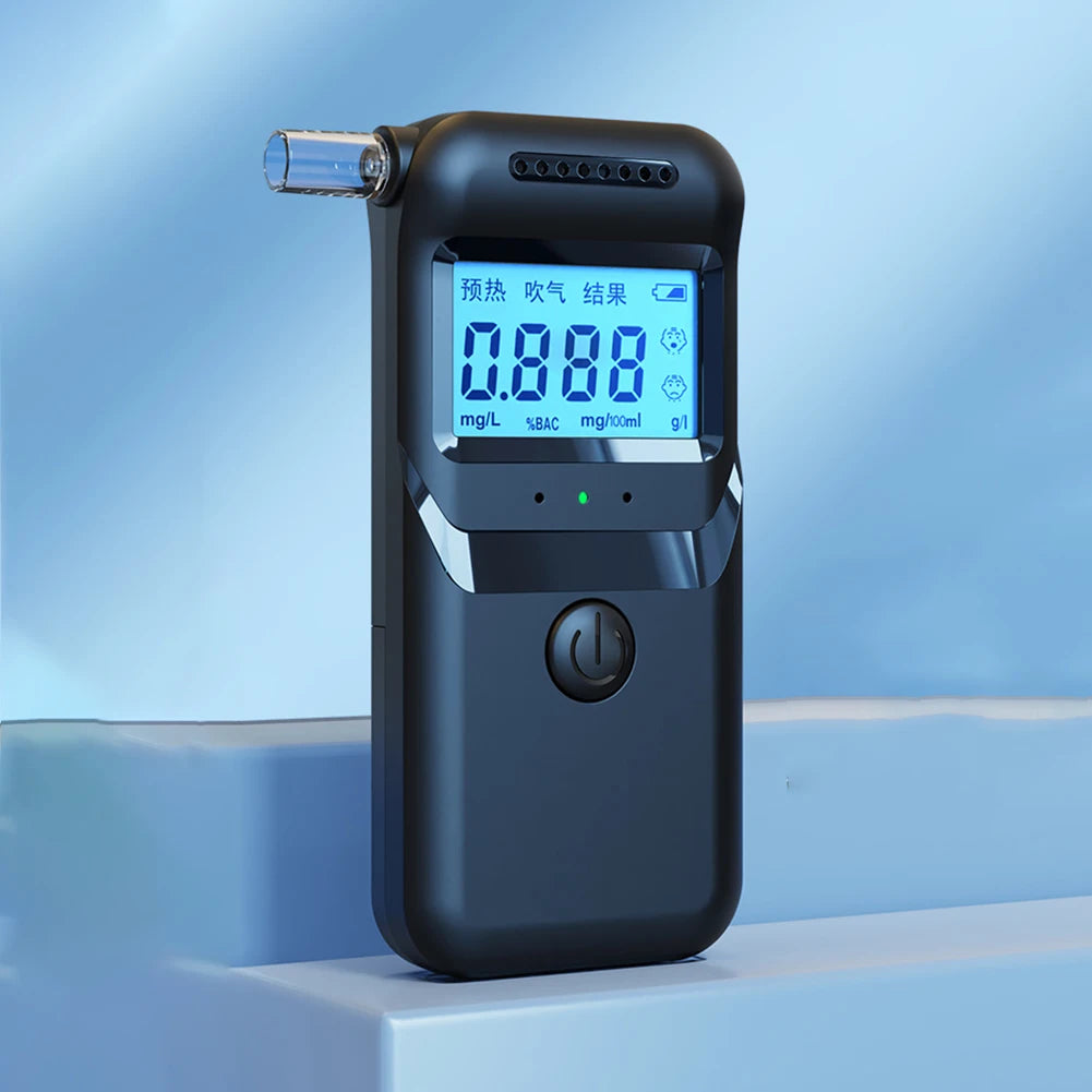 Digital Alcohol Breathalyzer with 5 Mouthpieces LCD Display Portable Breathalyzer Alcoholometer for Personal & Professional Use