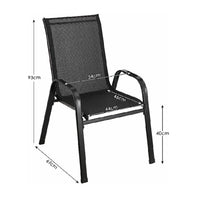 4PCS Garden Chairs Steel-iron+Teslin Fabric Folding High Back Balcony Chair Camping Chair Outdoor Seating Group Black