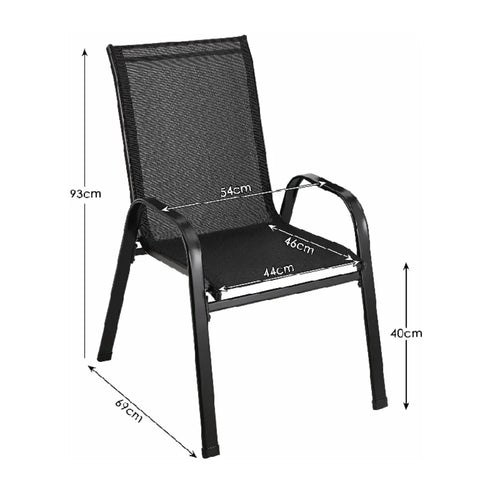 4PCS Garden Chairs Steel-iron+Teslin Fabric Folding High Back Balcony Chair Camping Chair Outdoor Seating Group Black
