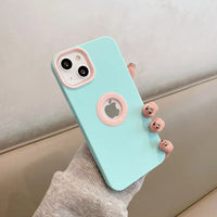 DIY Luxury Soft Silicone Logo Hole Phone Case For iPhone XR like 12,13 Candy Color Cover for iPhone 11 to 13Pro 14 15 16 Pro