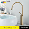 Brushed Gold Basin Faucet Black Faucet Deck Mounted Basin Sink Tap Hot & Cold Mixer Brass Tap for Bathroom