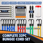 28pcs/32pcs/129pcs Bungee Cords Assortment Jar Includes Multiple lengths of Bungee Cord With Hooks,Trap Ball Ties And Tarp Clips