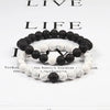 Set Bracelet Couples Distance Black White Natural Lava Stone Tiger Eye Beaded Yoga Bracelets for Men Women Elastic Rope Jewelry