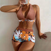Shorts Bikinis Set  High Waist Swimsuit Women Swimwear 2 Pieces Plant Print Bathers Bathing Swim Suit Beachwear