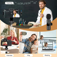 Wireless Lavalier Microphone - Mini Clip-On Mic for iPhone Android Recording