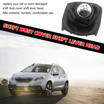 For Peugeot 307 207 206 Citroen C3-C5 5-Speed Gear Shift Knob With Collars Gear Shift Lever Dust Anti-dust Cover Interior Parts