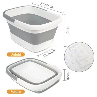 2 Pack Foldable Foot Bath Basin, Collapsible Foot Soak Tub, Multifunction Plastic Basin with Handles,Foot Tub for Soaking Feet