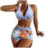 Shorts Bikinis Set  High Waist Swimsuit Women Swimwear 2 Pieces Plant Print Bathers Bathing Swim Suit Beachwear
