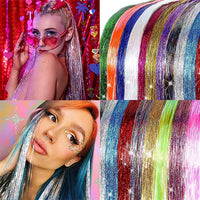 1PC Glitter Tinsel Shiny Fairy Hair Tinsel Sparkling Tinsel for Women Girls Hair Accessories for Cosplay Party