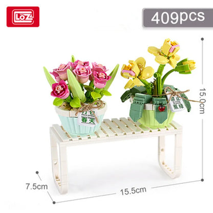 LOZ Flower Bouquet Building Blocks Kit DIY Flowers Block Toys Set Valentine's Day Rose Bricks Set Gift for Girls Friends adults