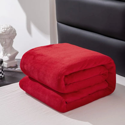 Flannel Nap Blankets Soft Plaid for Home Sofa 200x230 Plush Bedsheet Solid Color Summer Blanket Single Size