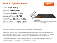 VEVOR 25/12/6 PCS 1/2 inch Thick Gym Floor Mats EVA Foam & Rubber Top Interlocking Workout Floor Mats Waterproof Exercise Mats