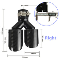 1 Pcs Universal Car Carbon Fibre Tail Throat Silencer Length Black Y-Shaped Double Out Twill Glossy Exhaust Muffler Tip