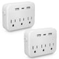 TRANSTON   2 pcs，Switch with surge protector Mini Portable power strip 6-in-1 Multifunctional 3 power strip 2 USB ports 1-usb-c