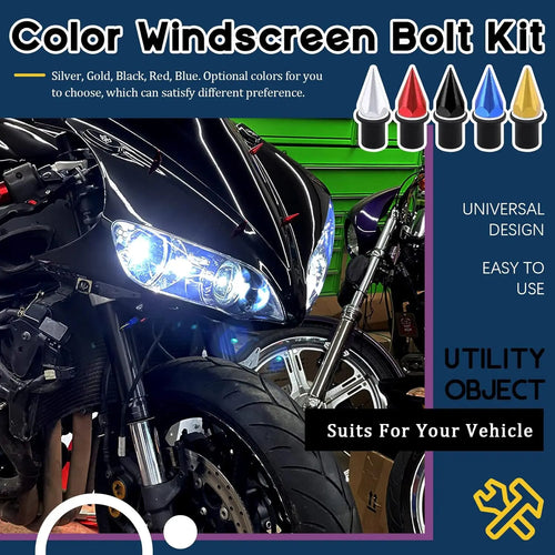 Windshield Wind Screen Spike Bolts M5 Screws Nuts Motorcycle Modification AccessoriesBlue Car Accessories