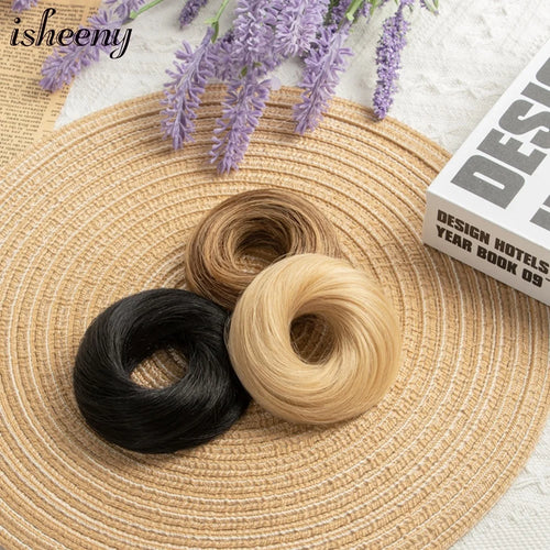 Fashion Messy Human Hair Buns Hairpieces Natural Black Brown Blonde Colors Ponytail Scrunchie Hair Extension Easy to Wear 15g/pc