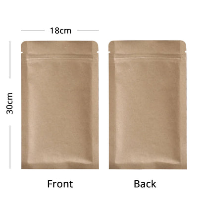 Zip Lock Mylar Packaging Bags with Tear Notch,Multi Sizes Smell Proof Kraft Paper Bags,Heat Sealing Ziplock Pouches,Eco-friendly