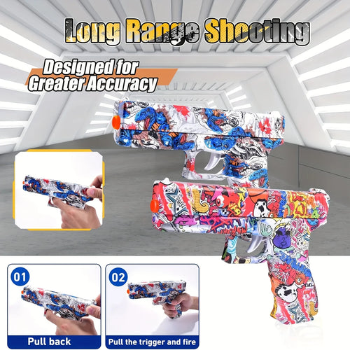 2PCS Shooting Toy Ball Blaster,Fully Manual Outdoor Toy Model Without Charging,Suitable For Backyard Games,Gift(without Bullet)