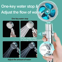2023 Shower Head 360 Degree Rotation Water Saving Flow Turbofan Hydraulic Injection High Pressure Sprayer Bathroom Accessories