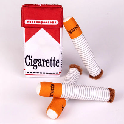 Cigarettes Dog Toy Imitation Cigar Chew Toy Interactive Funny Squeaky Cigar Plush Toy For Pet Chewing Teething Grinding Training